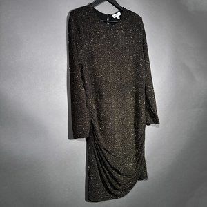 NWT Gibson Latimer Black Gold Sparkle Long Sleeve‎ Dress Size XXL